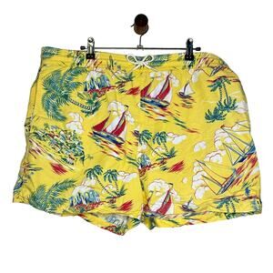 Vintage Polo Ralph Lauren Sail Boat Tropical Hawaiian Swim Trunks Size Large